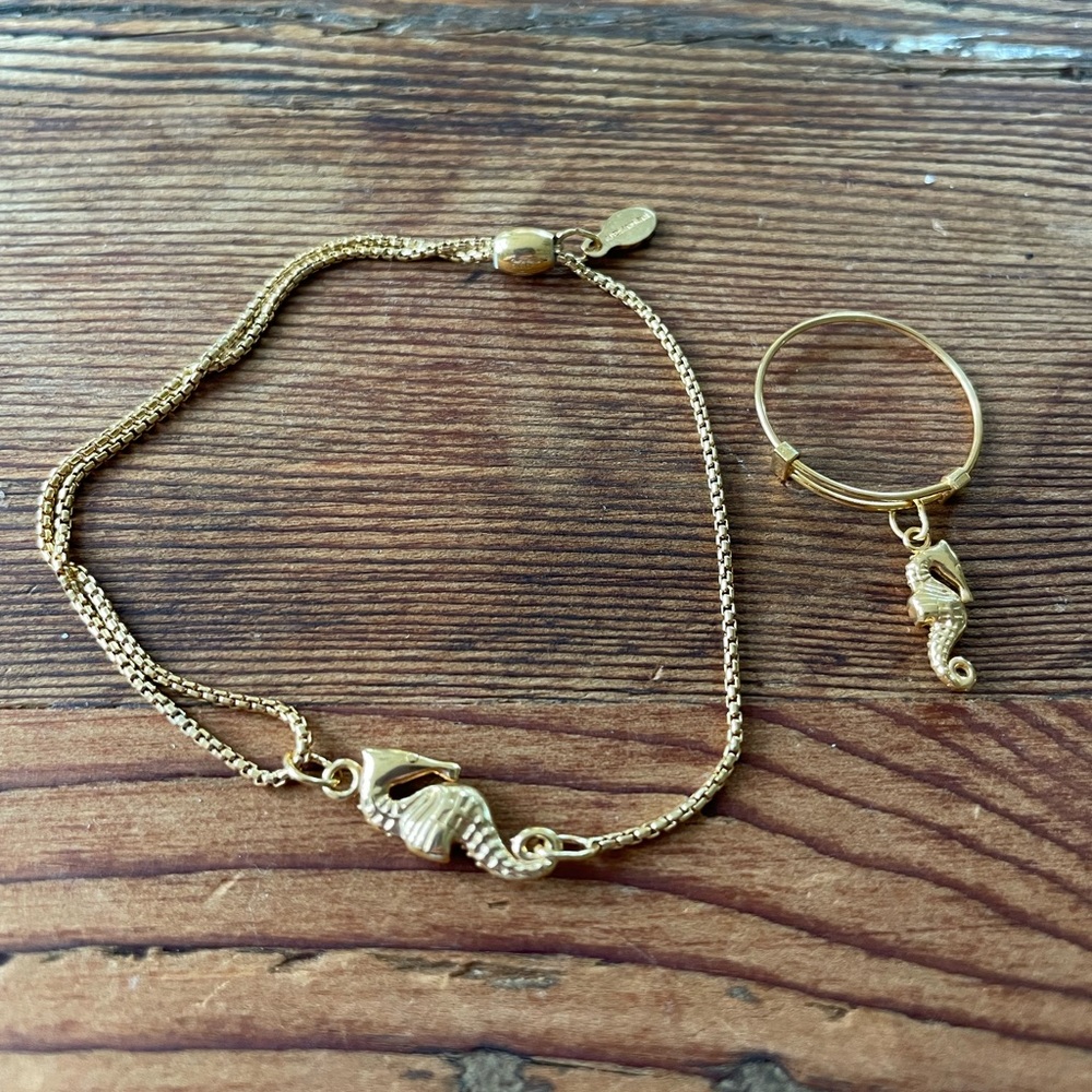 Seahorse Alex and Ani Bracelet and ring set